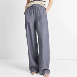 Vince Casual Pull-On Pant in Mid indigo Blue Linen V100622422 XS XSmall NEW NWT